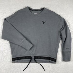 Under Armour Sweatshirt Womens XL Loose Gray Project Rock BSR Gym Workout Casual